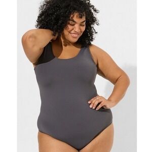 Torrid Sculpting Knit Double Scoop Body Suit Gray Women's 10 / Large
